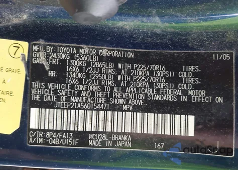 2006 Toyota Highlander V6 z USA, uszkodzony, nr VIN JTEEP21A560154471